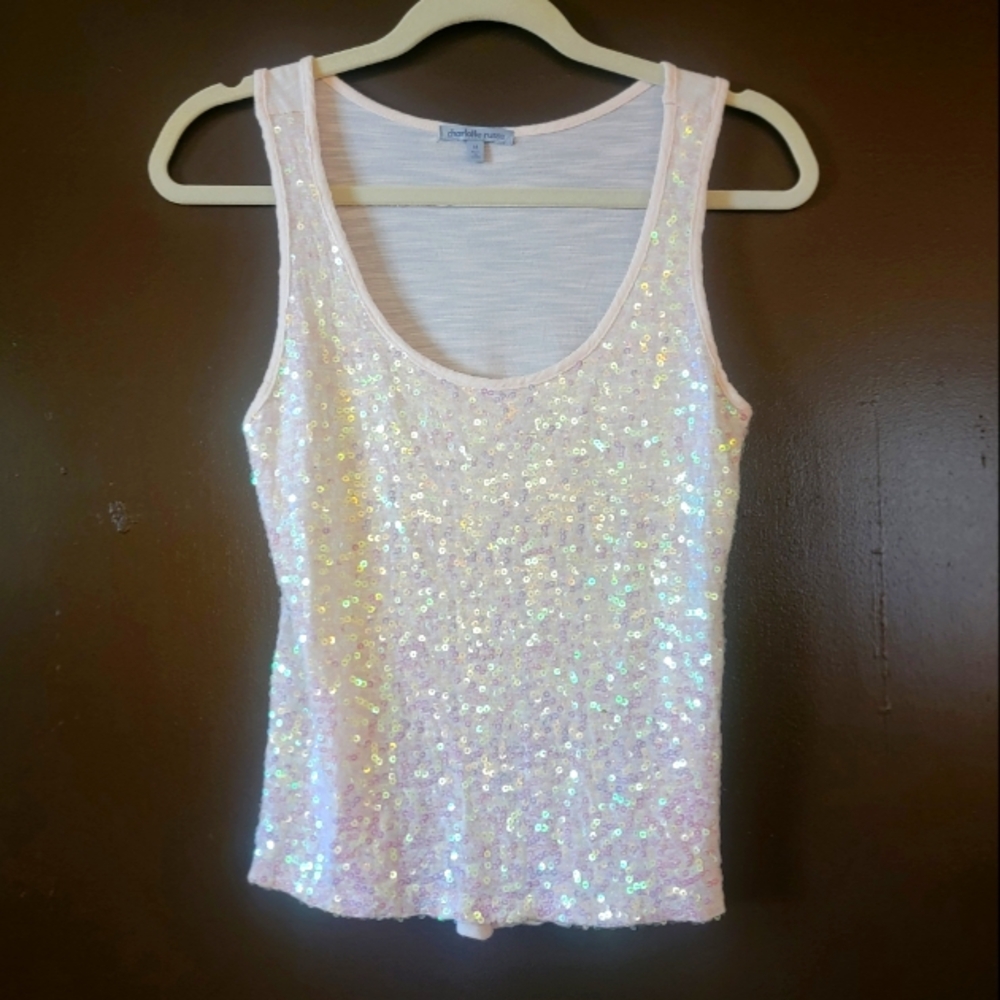 Charlotte Russe Blush Pink Sleeveless Sequin Top Size Medium